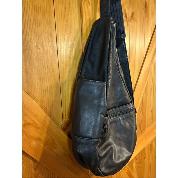 AmeriBag LEATHER Healthy Back Bag Back Pack Sling Shoulder Bag Med 19” BLACK - Picture 8 of 14
